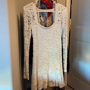 Free People cream lace and velvet dress